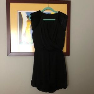 Boundary & Co faux fur trimmed sleeve dress